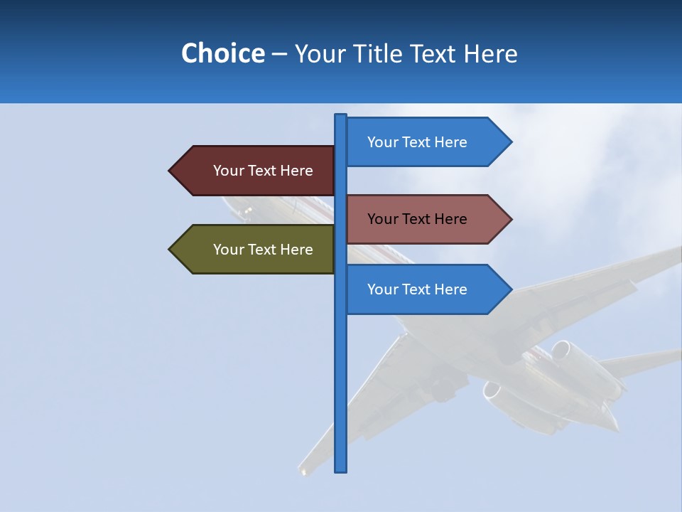 A Large Commercial Airplane Flying In The Sky PowerPoint Template