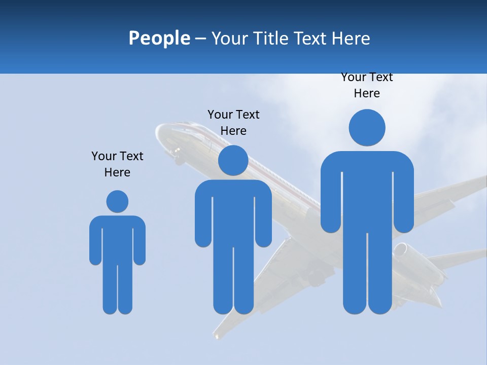 A Large Commercial Airplane Flying In The Sky PowerPoint Template