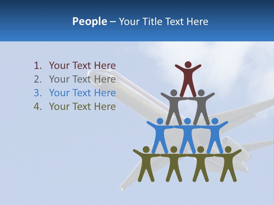 A Large Commercial Airplane Flying In The Sky PowerPoint Template