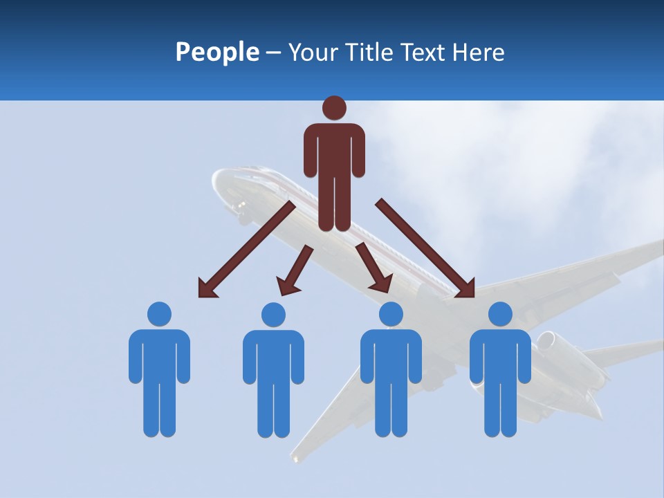 A Large Commercial Airplane Flying In The Sky PowerPoint Template