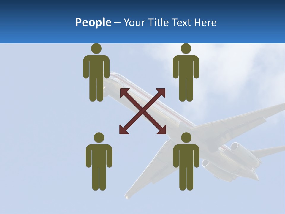 A Large Commercial Airplane Flying In The Sky PowerPoint Template