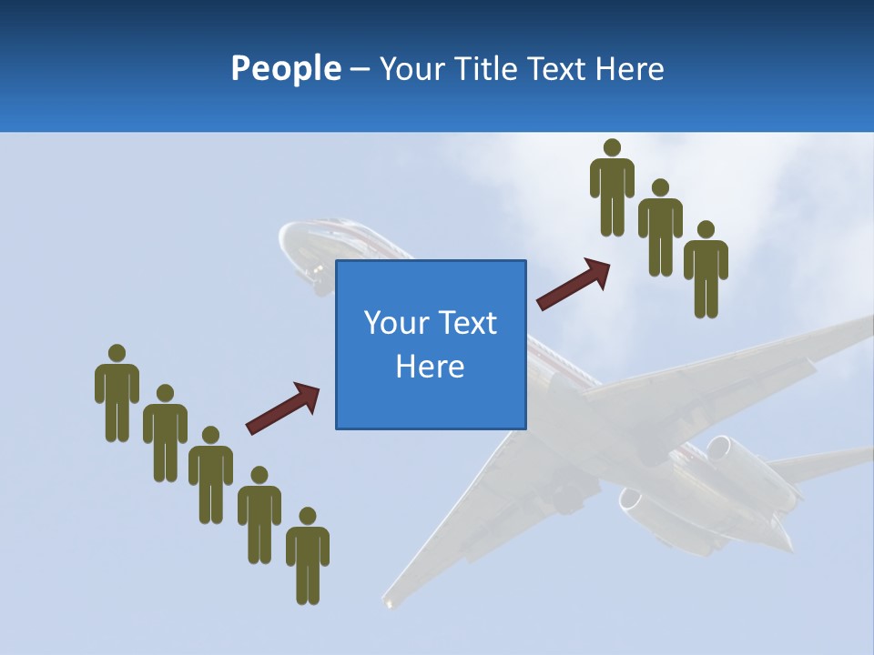 A Large Commercial Airplane Flying In The Sky PowerPoint Template
