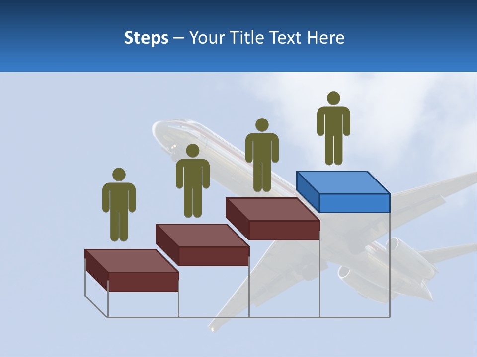 A Large Commercial Airplane Flying In The Sky PowerPoint Template