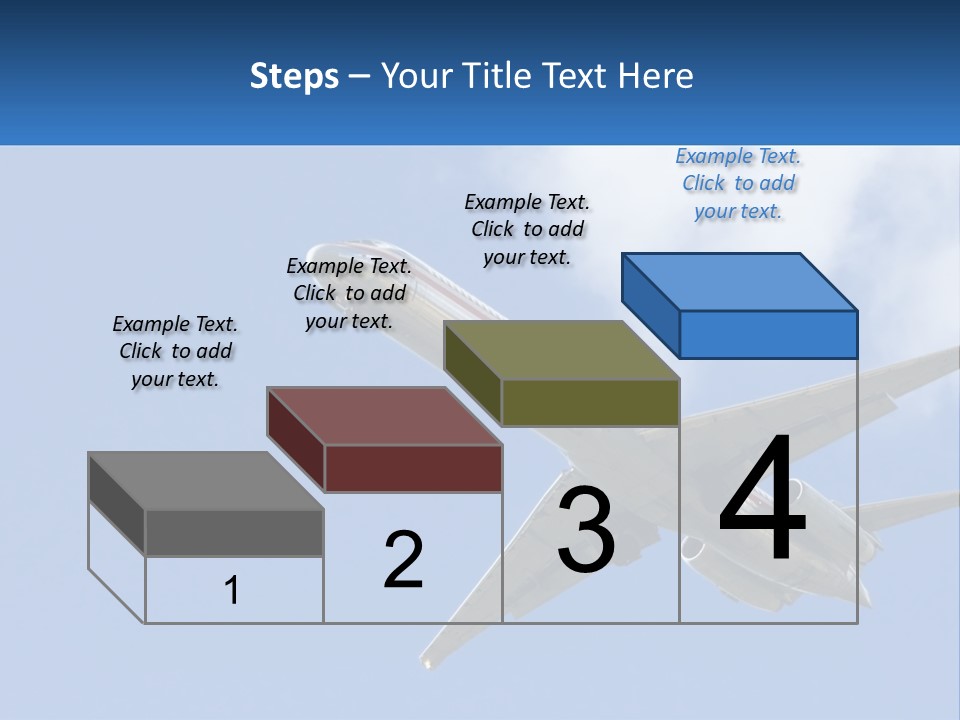 A Large Commercial Airplane Flying In The Sky PowerPoint Template