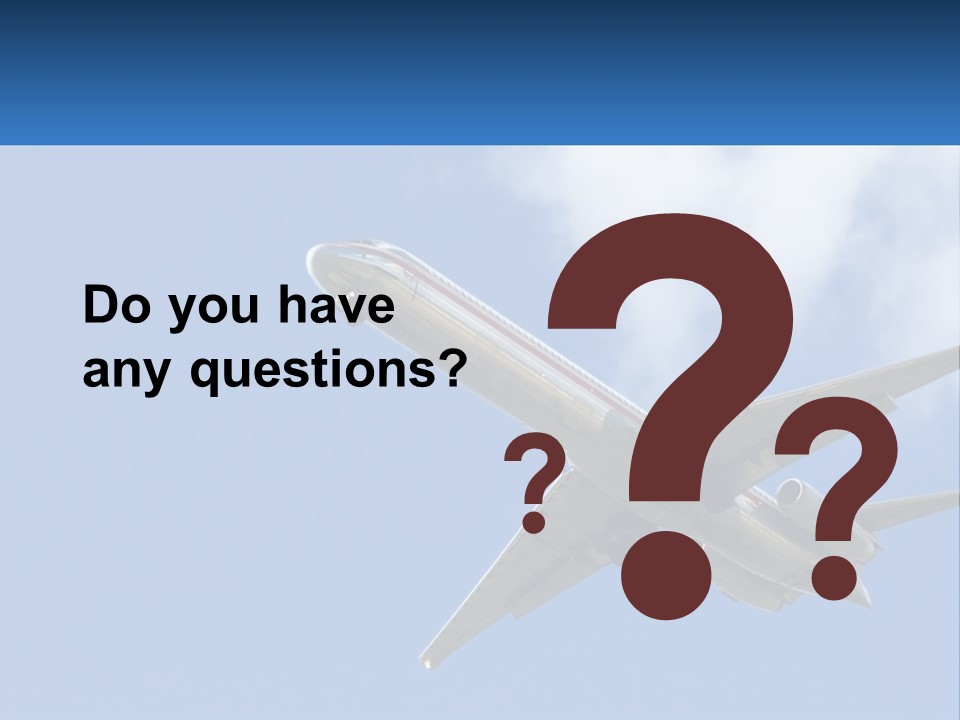 A Large Commercial Airplane Flying In The Sky PowerPoint Template