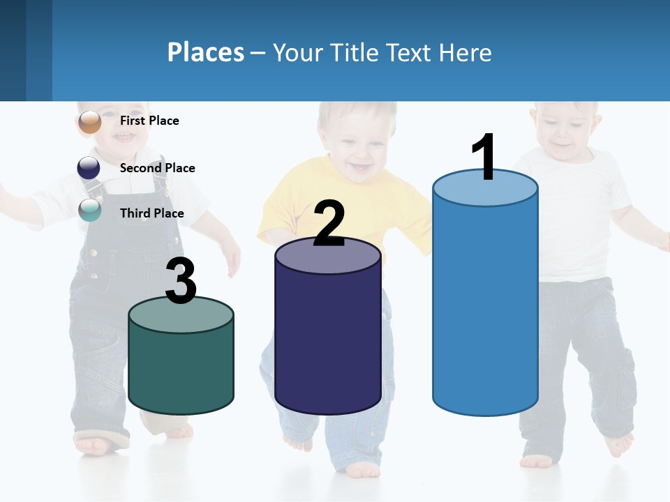 A Group Of Three Children In Overalls And A Yellow Shirt PowerPoint Template