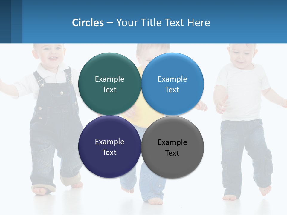 A Group Of Three Children In Overalls And A Yellow Shirt PowerPoint Template