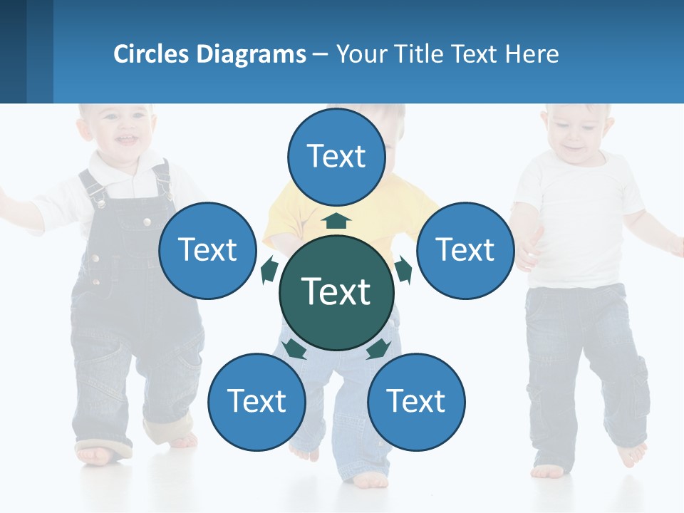 A Group Of Three Children In Overalls And A Yellow Shirt PowerPoint Template