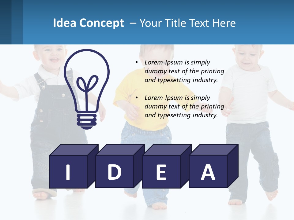 A Group Of Three Children In Overalls And A Yellow Shirt PowerPoint Template