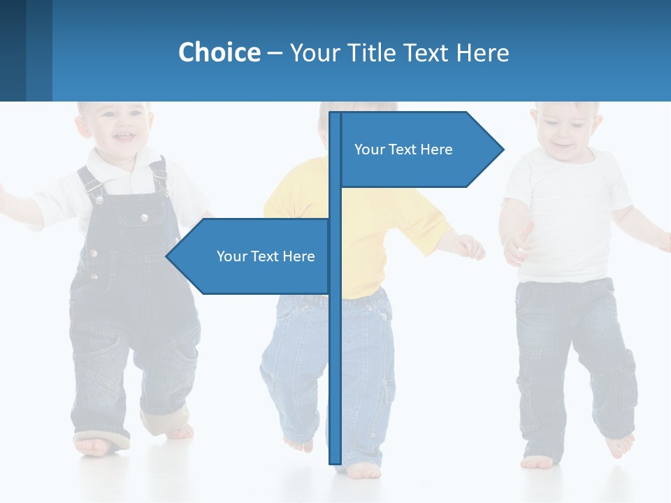 A Group Of Three Children In Overalls And A Yellow Shirt PowerPoint Template