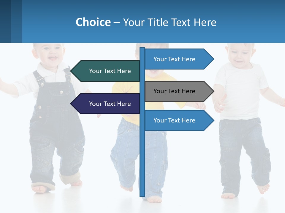 A Group Of Three Children In Overalls And A Yellow Shirt PowerPoint Template