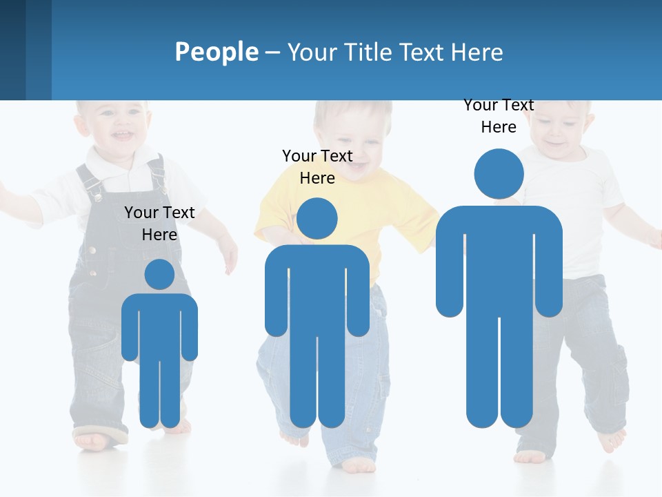 A Group Of Three Children In Overalls And A Yellow Shirt PowerPoint Template
