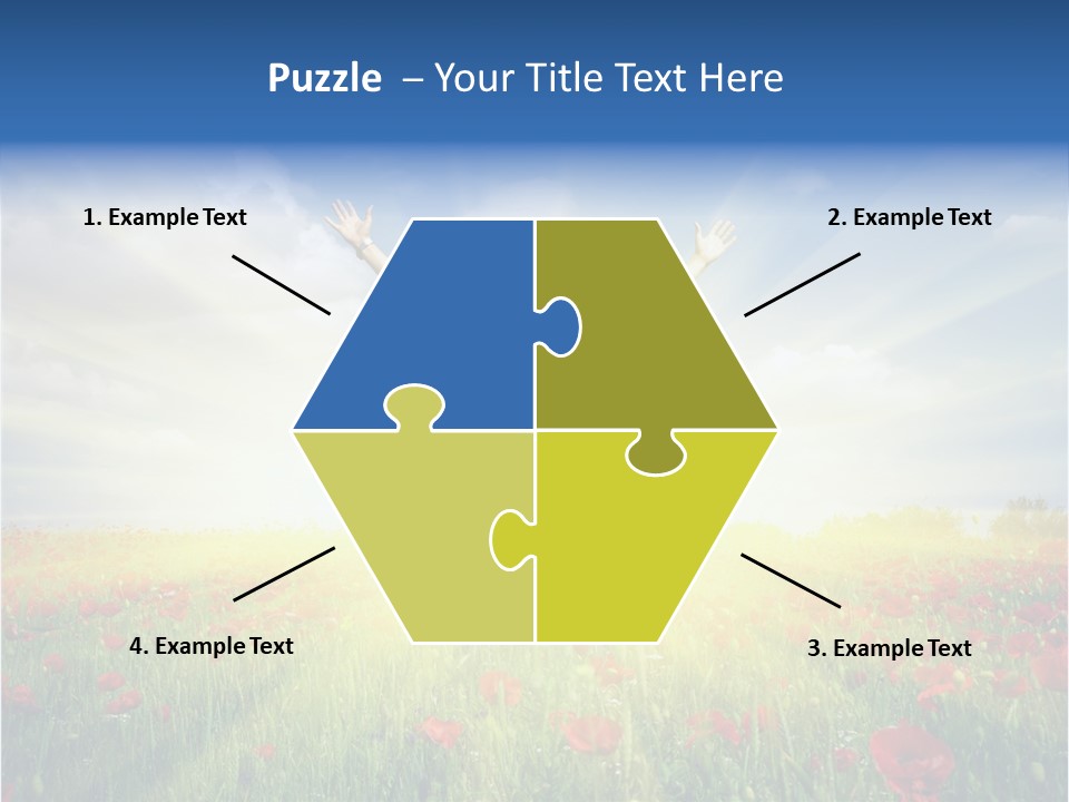 A Man Standing In A Field With His Hands Up PowerPoint Template