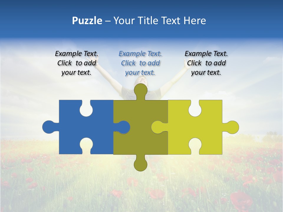 A Man Standing In A Field With His Hands Up PowerPoint Template