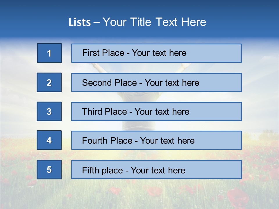A Man Standing In A Field With His Hands Up PowerPoint Template