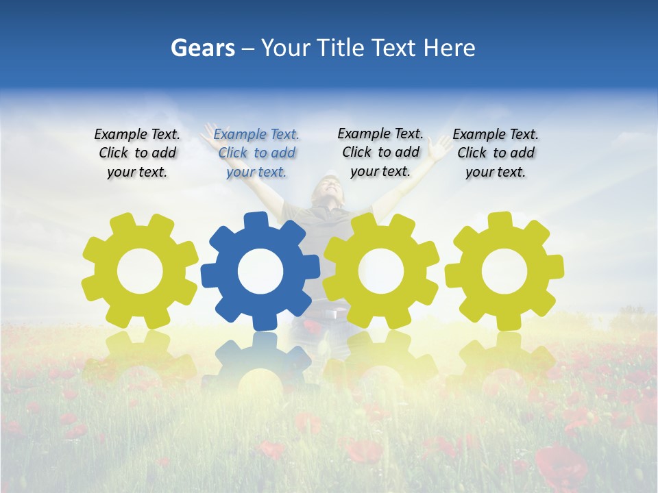 A Man Standing In A Field With His Hands Up PowerPoint Template