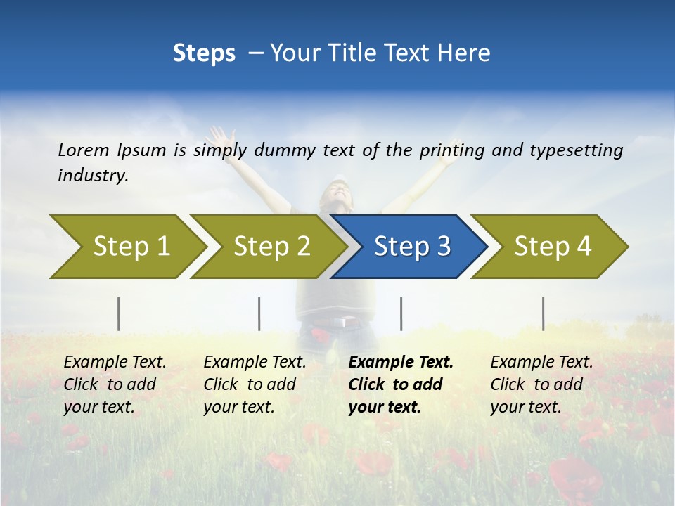 A Man Standing In A Field With His Hands Up PowerPoint Template
