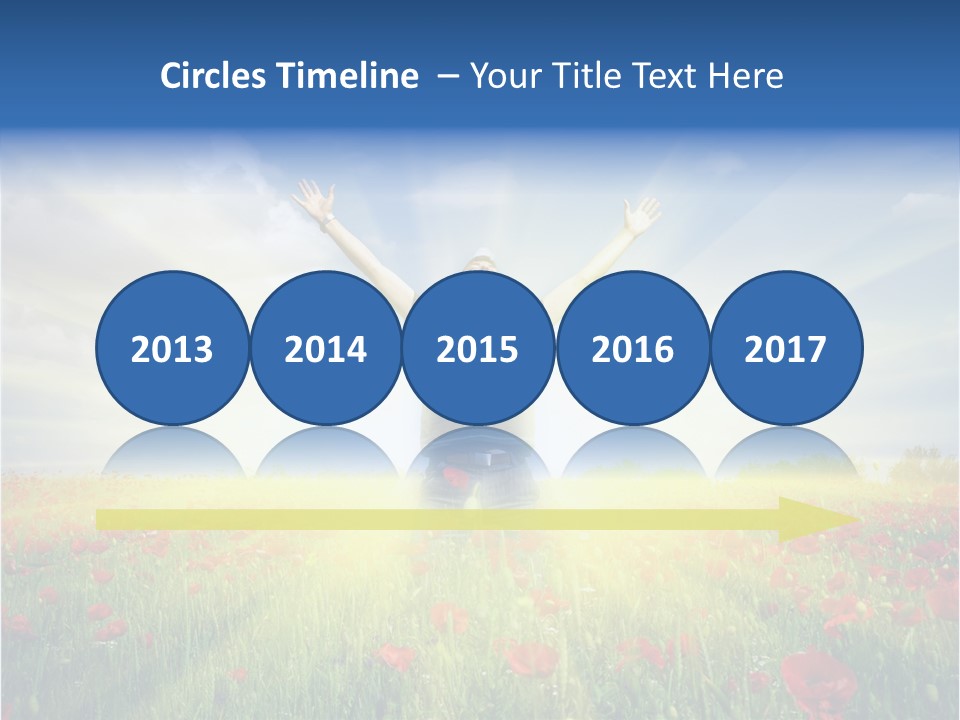 A Man Standing In A Field With His Hands Up PowerPoint Template