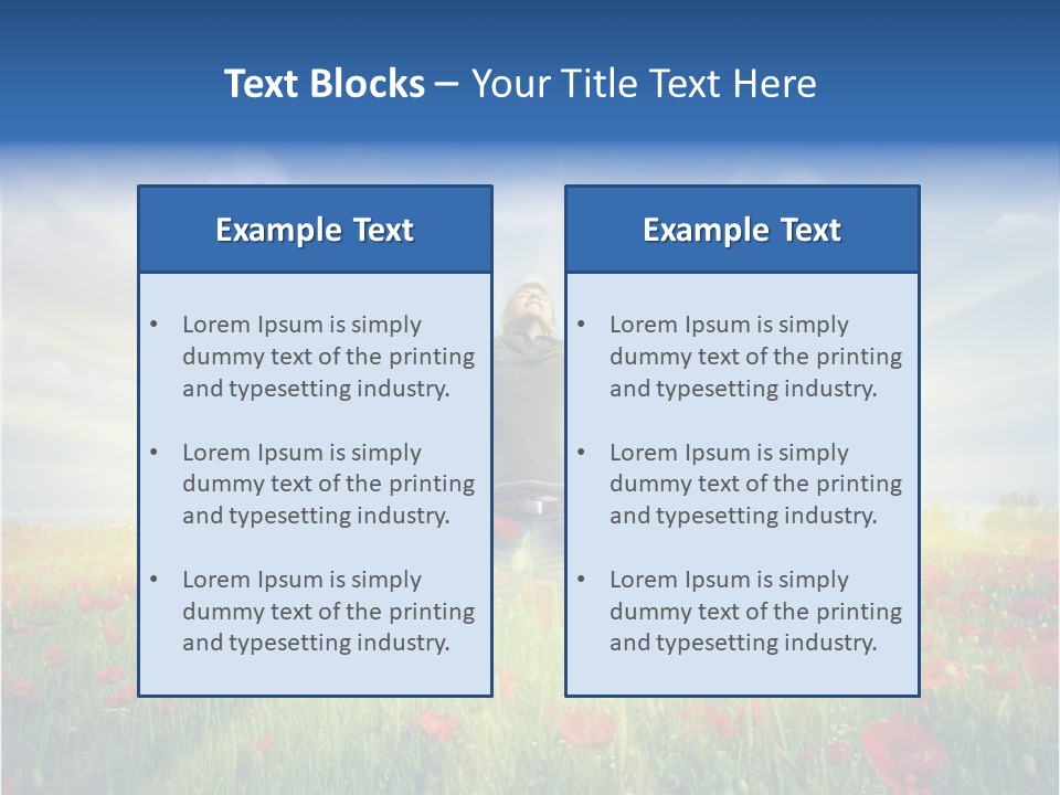 A Man Standing In A Field With His Hands Up PowerPoint Template