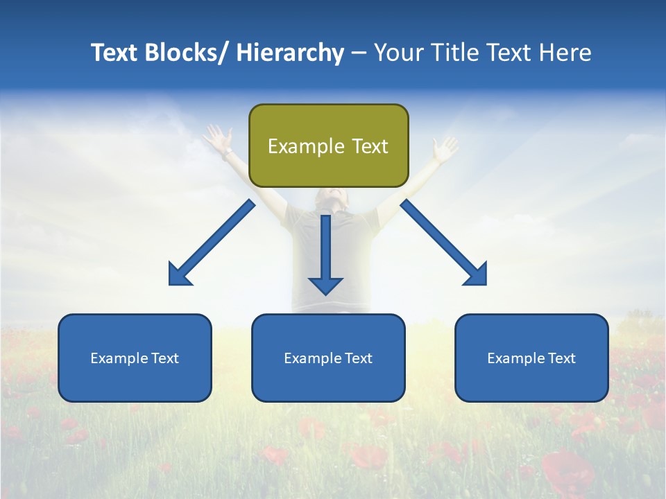 A Man Standing In A Field With His Hands Up PowerPoint Template