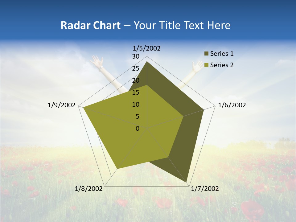 A Man Standing In A Field With His Hands Up PowerPoint Template