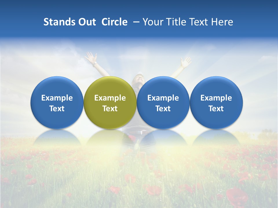 A Man Standing In A Field With His Hands Up PowerPoint Template