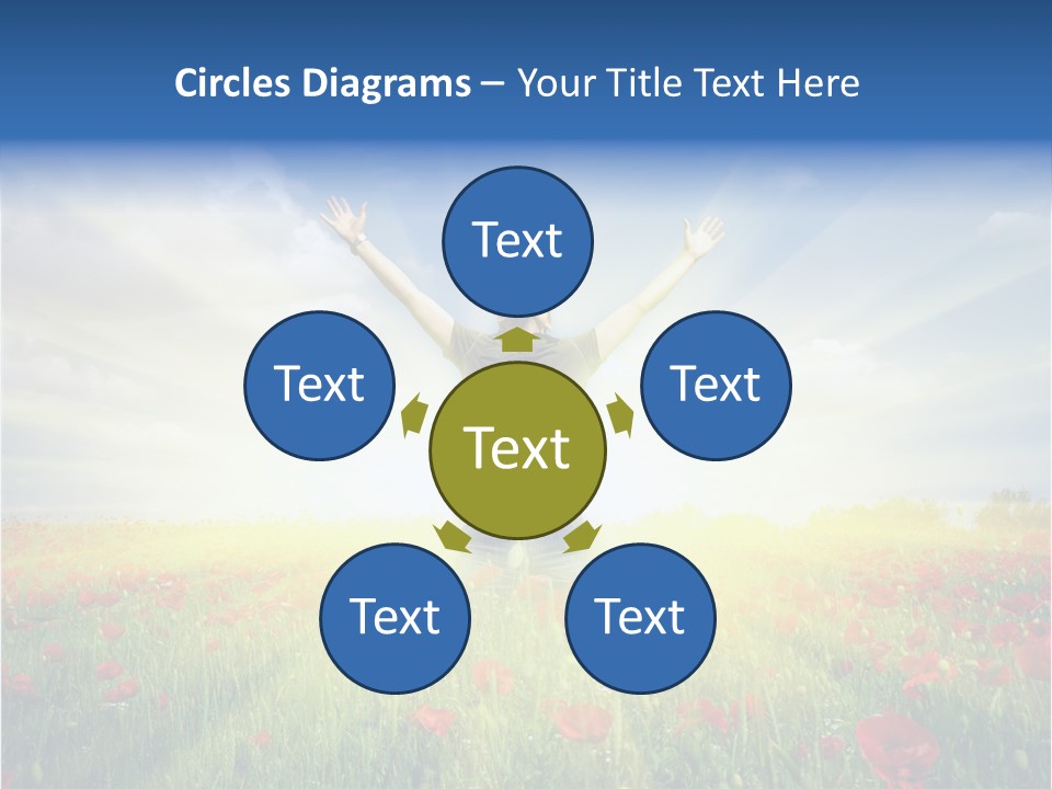 A Man Standing In A Field With His Hands Up PowerPoint Template