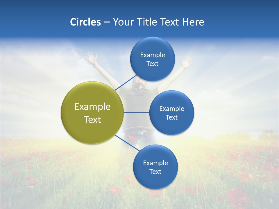 A Man Standing In A Field With His Hands Up PowerPoint Template