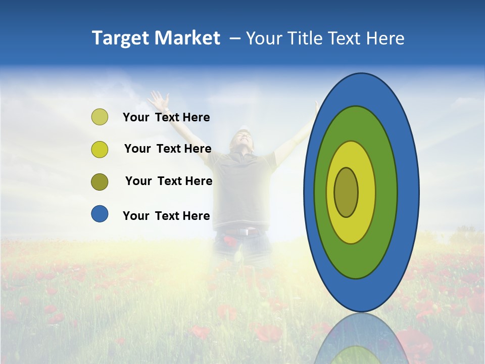 A Man Standing In A Field With His Hands Up PowerPoint Template