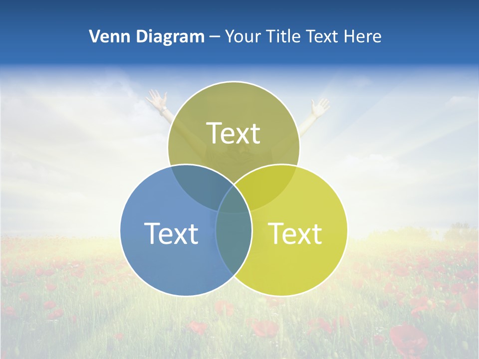 A Man Standing In A Field With His Hands Up PowerPoint Template