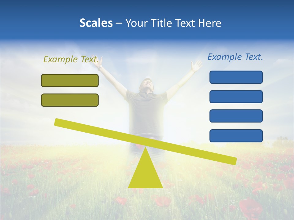 A Man Standing In A Field With His Hands Up PowerPoint Template