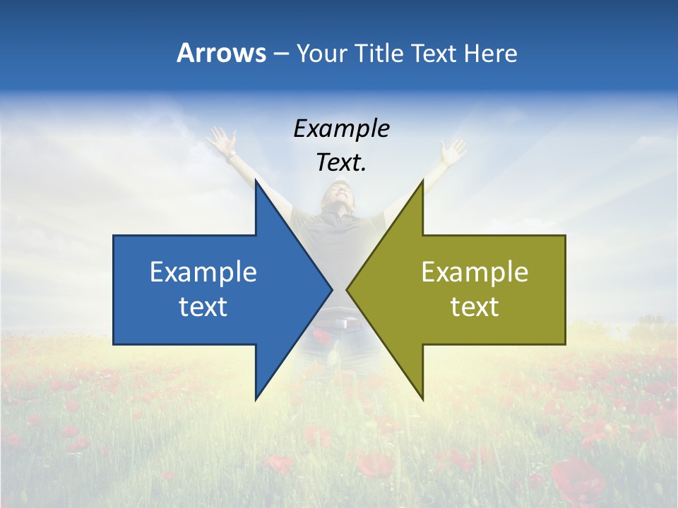 A Man Standing In A Field With His Hands Up PowerPoint Template