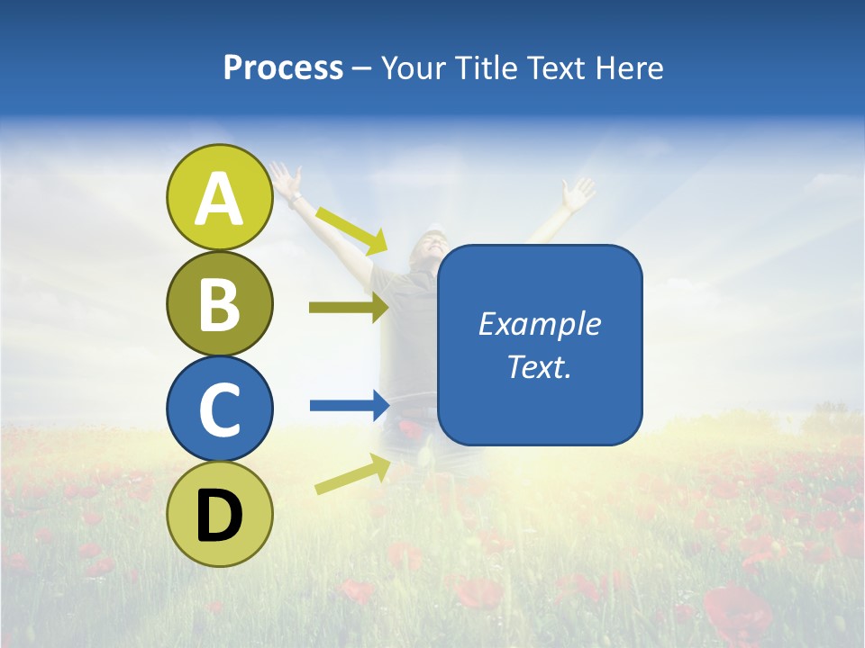 A Man Standing In A Field With His Hands Up PowerPoint Template