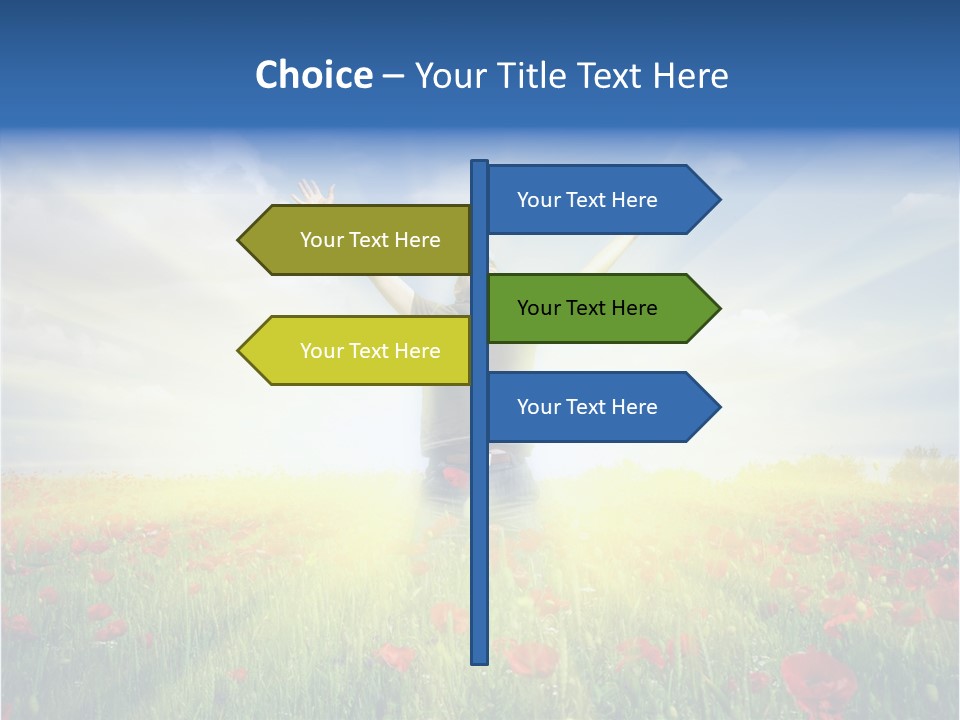 A Man Standing In A Field With His Hands Up PowerPoint Template