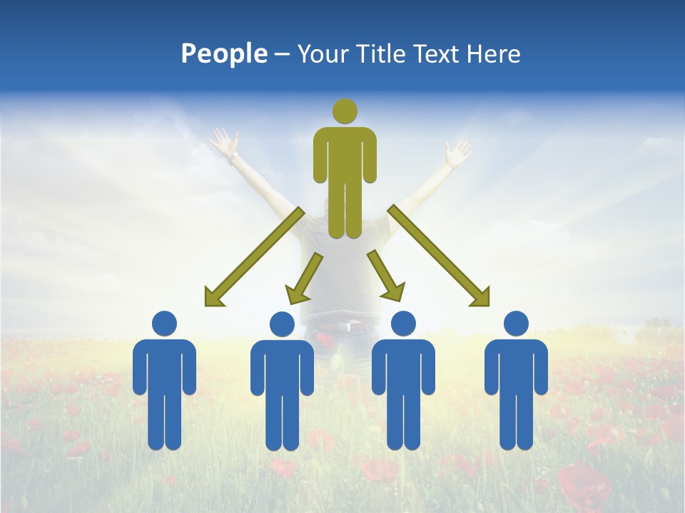 A Man Standing In A Field With His Hands Up PowerPoint Template