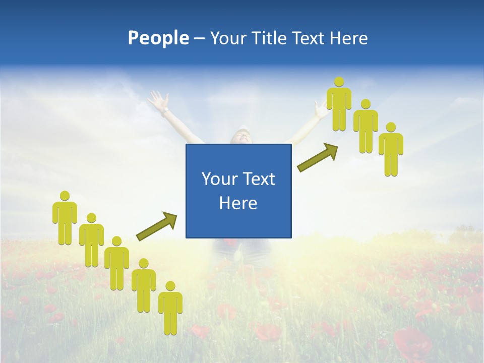 A Man Standing In A Field With His Hands Up PowerPoint Template
