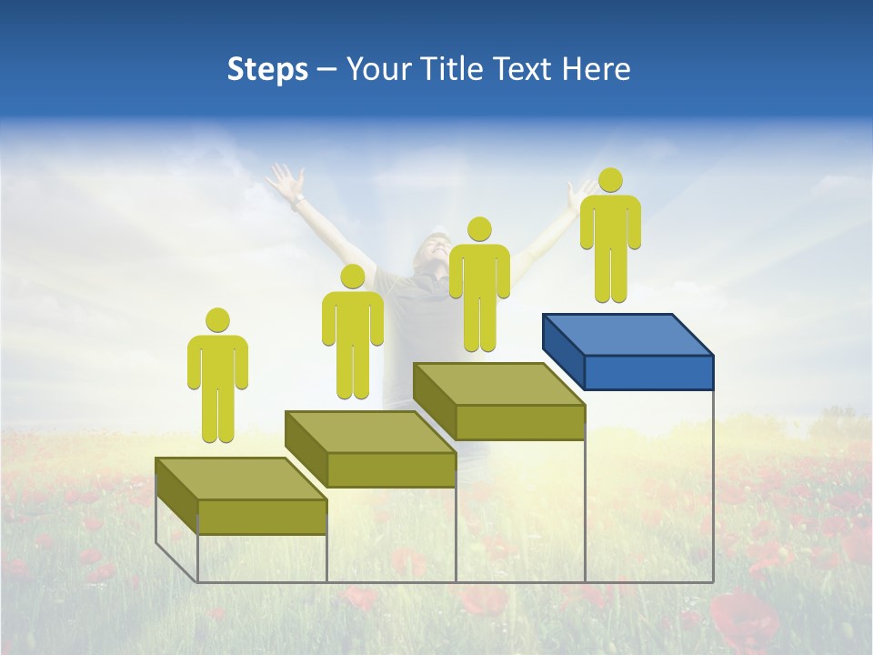 A Man Standing In A Field With His Hands Up PowerPoint Template