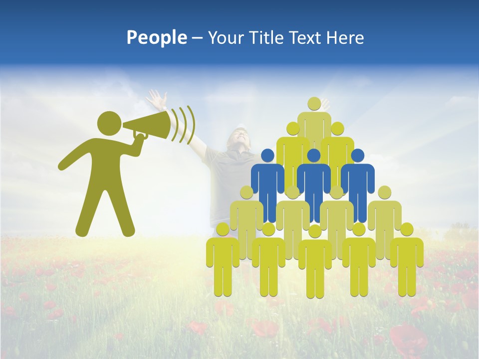 A Man Standing In A Field With His Hands Up PowerPoint Template