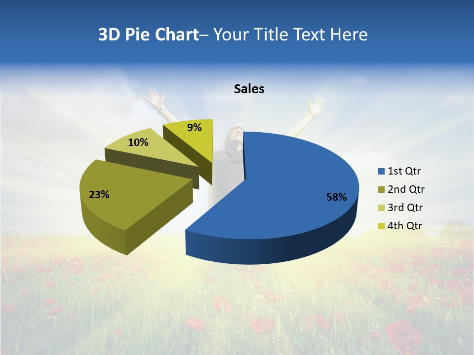 A Man Standing In A Field With His Hands Up PowerPoint Template