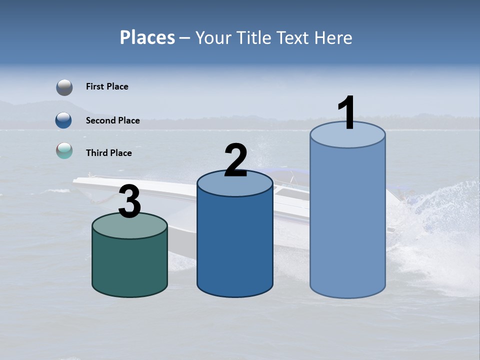 A White Boat With A Yellow Flag Is In The Water PowerPoint Template