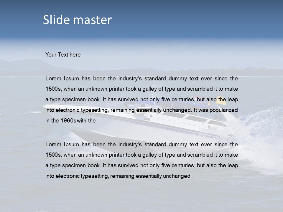A White Boat With A Yellow Flag Is In The Water PowerPoint Template