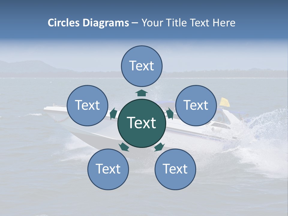 A White Boat With A Yellow Flag Is In The Water PowerPoint Template