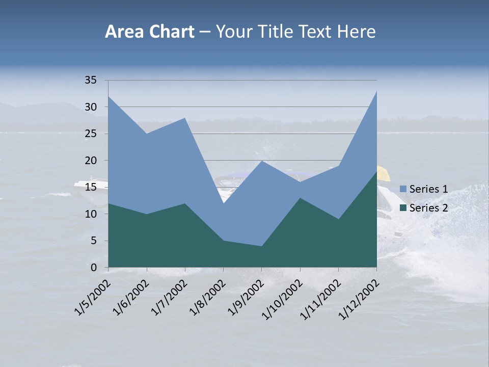 A White Boat With A Yellow Flag Is In The Water PowerPoint Template