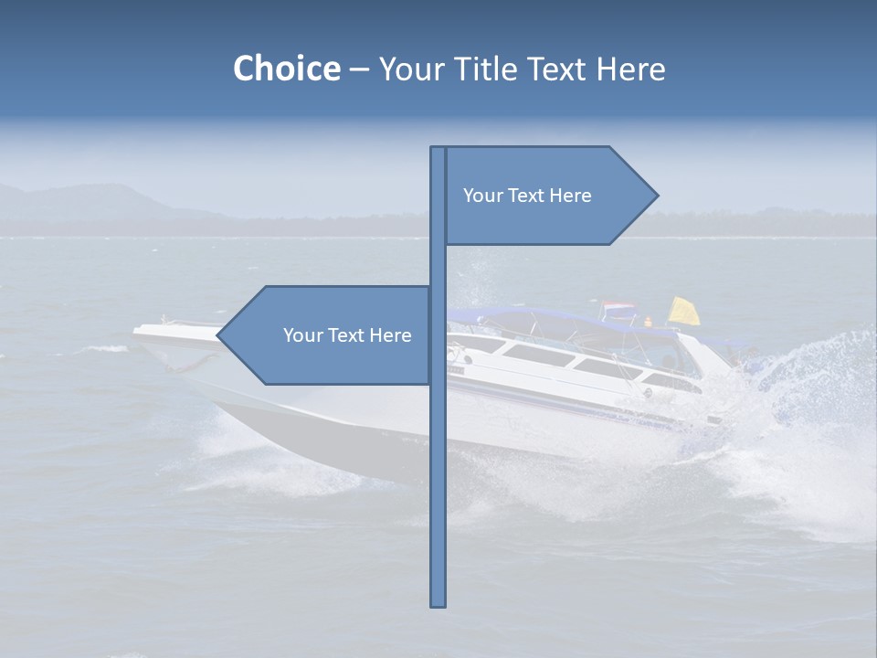 A White Boat With A Yellow Flag Is In The Water PowerPoint Template