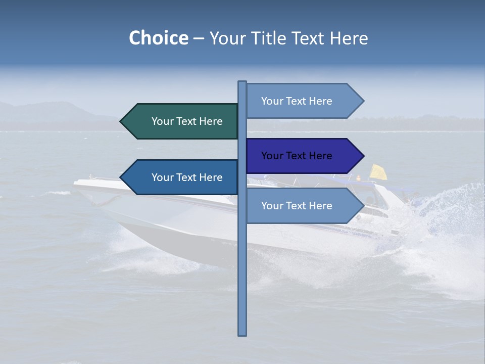 A White Boat With A Yellow Flag Is In The Water PowerPoint Template