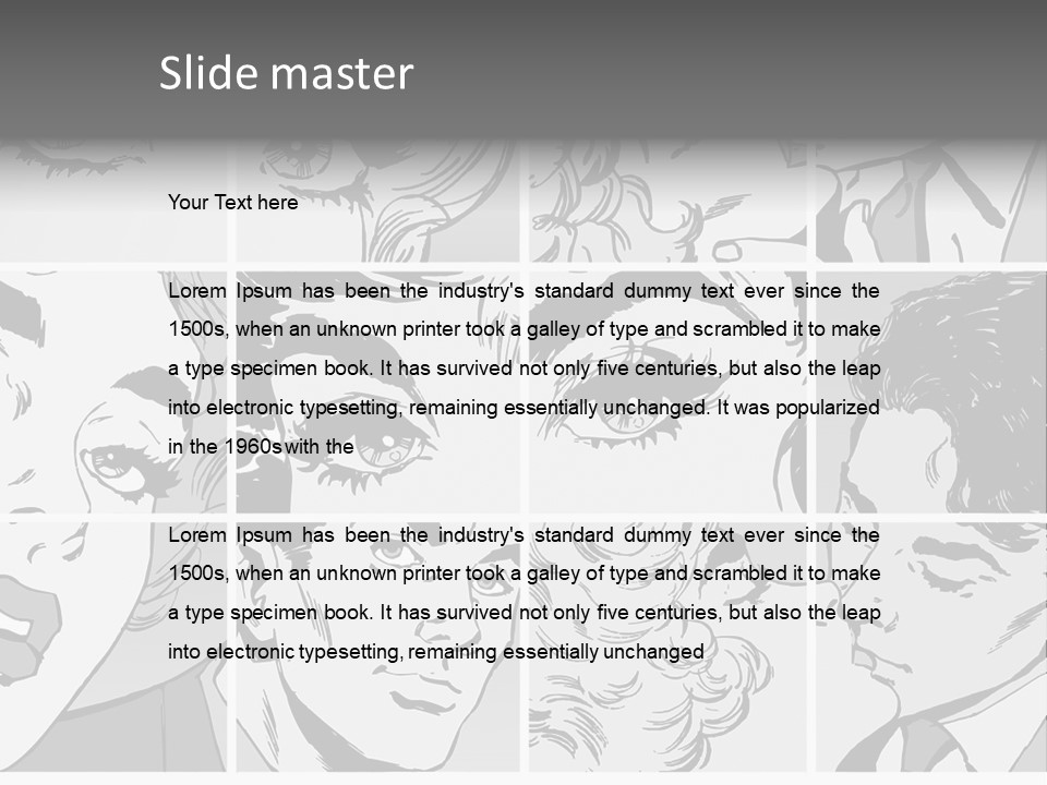 A Series Of Black And White Images Of A Woman's Eyes PowerPoint Template