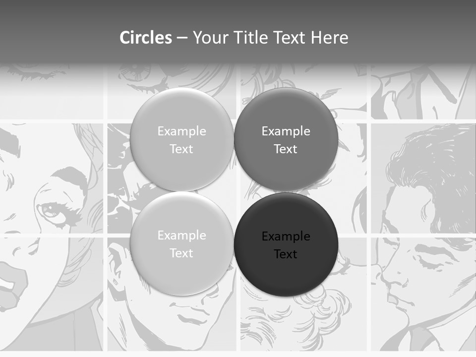 A Series Of Black And White Images Of A Woman's Eyes PowerPoint Template