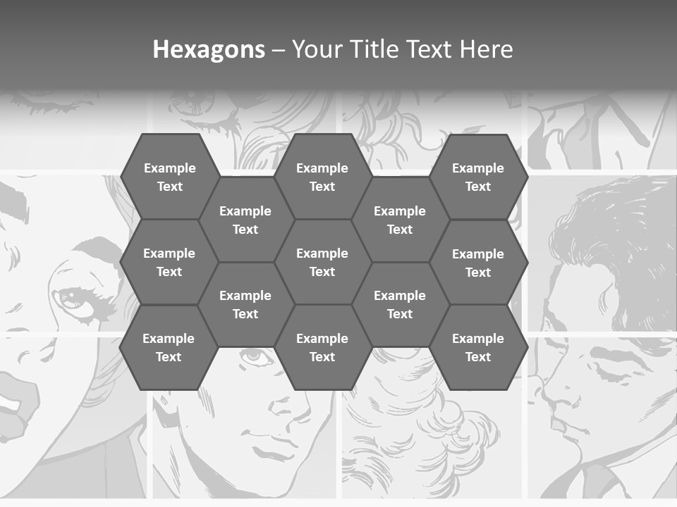 A Series Of Black And White Images Of A Woman's Eyes PowerPoint Template