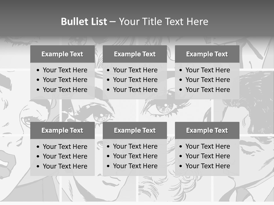 A Series Of Black And White Images Of A Woman's Eyes PowerPoint Template