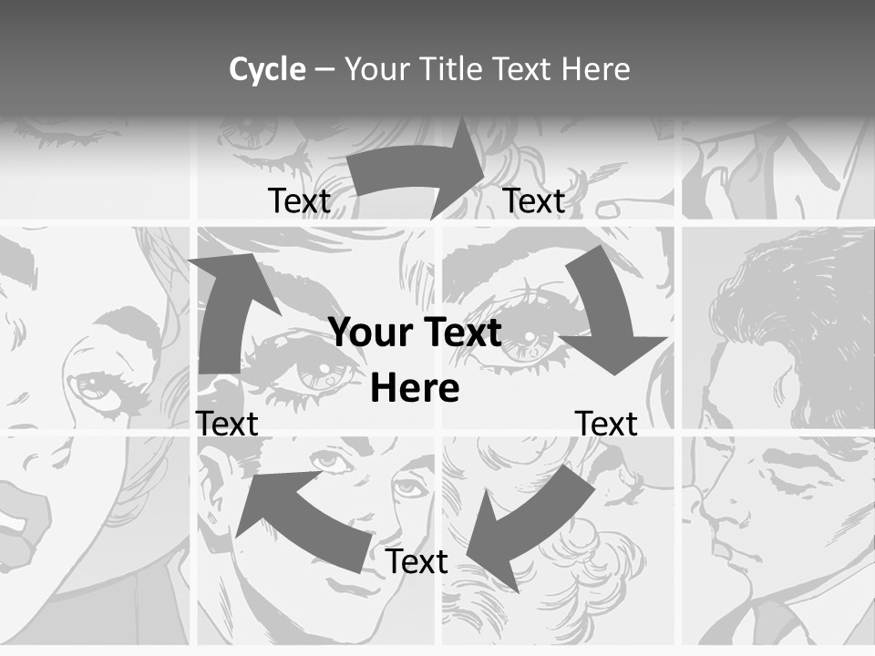 A Series Of Black And White Images Of A Woman's Eyes PowerPoint Template